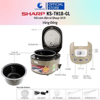 Nồi Cơm Điện Tử Sharp KS-TH18-GL/RD - Hàng chính hãng