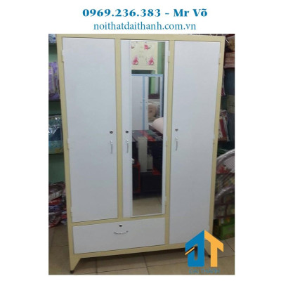 Tủ sắt quần áo 3 cửa ngang 1m2 cao 1m8 sơn tĩnh điện