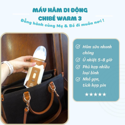 MÁY HÂM BÌNH SỮA DI ĐỘNG CHIBÉ WARM 3 CB021 Không Cần Cắm Điện