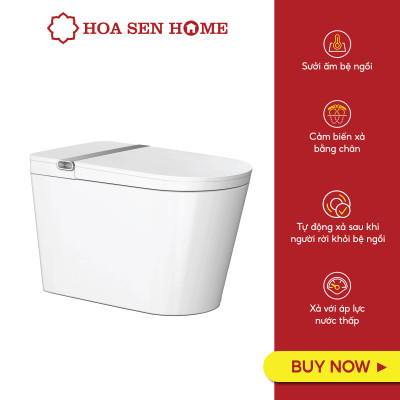 Bồn cầu thông minh TUSLO E002 Luxury lớp phủ men cao cấp, thiết kế bo tròn góc cạnh, công nghệ cảm biến hiện đại - Hoa Sen Home - Hàng chính hãng