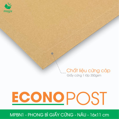 MPBN1 - 16x11 cm - Combo 20 phong bì giấy cứng đóng hàng màu nâu thay thế túi gói hàng