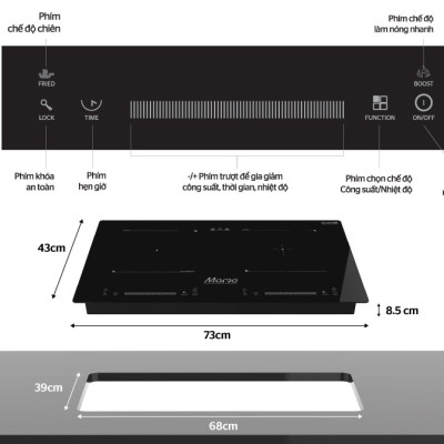 Bếp đôi điện từ Sunhouse Mama MMB9201DIH, Công suất 4000W, Mặt kính cường lực siêu bền, Điều khiển cảm ứng, Nhập khẩu nguyên chiếc từ Thái Lan, Hàng chính hãng - Bảo hành 3 năm tại nhà