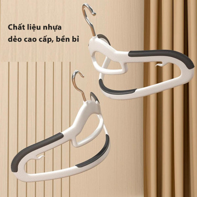 Combo 10 Móc Treo Quần Áo Chống Trượt Biến Dạng Quần Áo, Móc Áo Nhựa Cao Cấp Chịu Tải Lớn