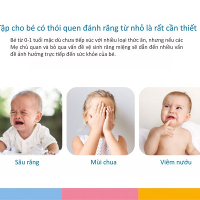 Bàn chải đánh răng cho bé từ 0 đến 3 tuổi, bàn chải siêu mảnh 3 trong 1 KUKU KU1138