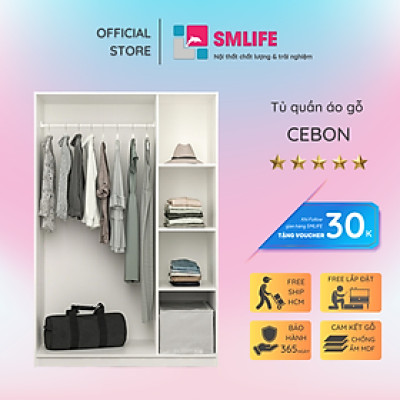 Tủ đựng quần áo bằng gỗ công nghiệp phủ melamine SMLIFE Cebon