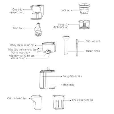 MÁY ÉP TRÁI CÂY KANGAROO KG200SJD2 (MÁY ÉP CHẬM 665ml - 200W) Hàng Chính Hãng