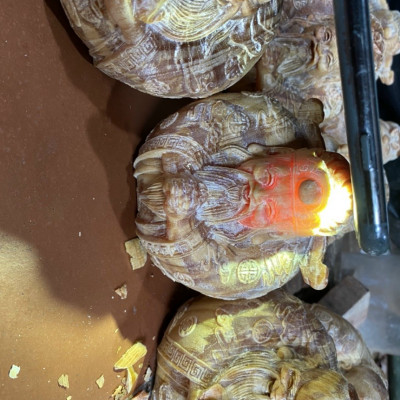 Bộ tam đa trứng phúc lộc thọ bằng gỗ huyết long đẹp long lanh kt 10×10×9cm