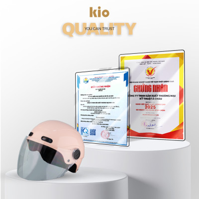 Mũ Bảo Hiểm Nửa Đầu Kio SafeStyle Go KN02KD, Kính Dài Phủ Nano Chống Tia UV, Lớp Lót Kháng Khuẩn