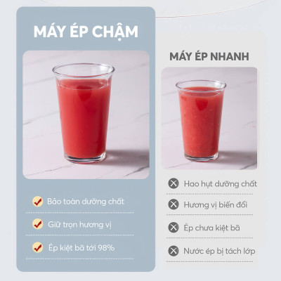 Máy ép chậm Elmich JEE-8759, công suất 240W mạnh mẽ ép kiệt bã, giữ lại chất dinh dưỡng và hương vị trong trái cây,độ ồn dưới 58dB, ép kiệt tới 98% - Hàng chính hãng