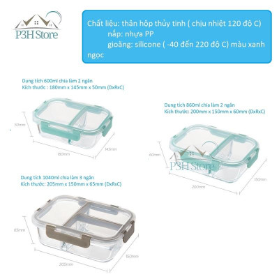Hộp thủy tinh chia ngăn Lock&Lock Glass Food Container dung tích từ 860ml đến 1040ml LLG456 LLG457 LLG458