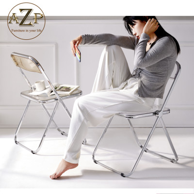 Ghế Ăn, Ghế Cafe, Ghế Thư Giãn Nhựa Trong Suốt Arcylic, Khung Thép Mạ Chrome Thời Trang / Thông minh xếp gọn, cất gọn.