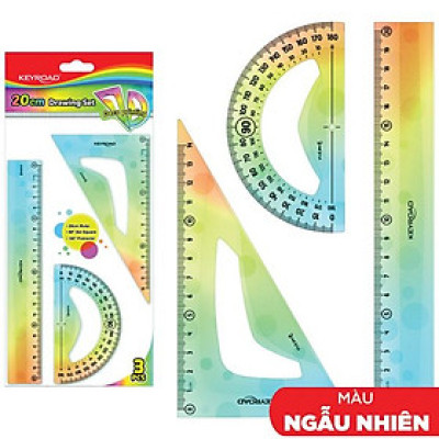 Bộ 3 Thước Học Sinh - Keyroad KR972402 (Mẫu Màu Giao Ngẫu Nhiên)