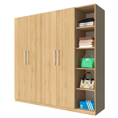 Tủ quần áo gỗ MDF Tundo 4 cánh 5 ngăn màu vàng 220 x 55 x 220cm