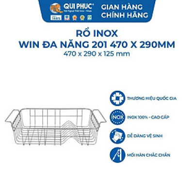 [Chính hãng Qui Phúc] Khay úp chén đĩa inox Win, đáy sâu tiện lợi 47x29 cm