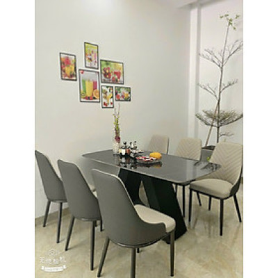 Bộ bàn ăn mặt đá 1m6 Tundo 6 ghế VF5 