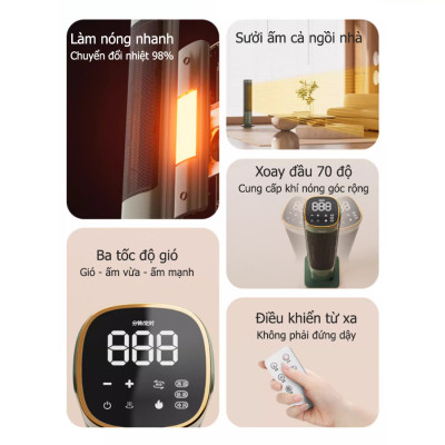Quạt sưởi gốm cây đứng Sothing Changhong CÔNG SUẤT LỚN 2000W, máy sưởi cây sưởi gốm PTC Ceramic không khô da - Hàng nhập khẩu