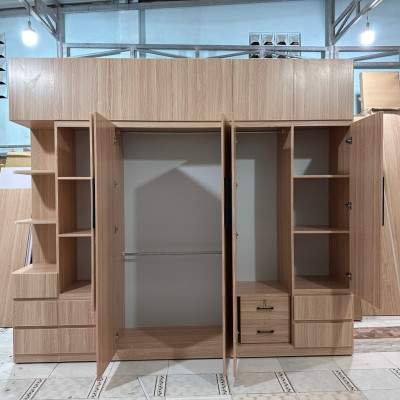 Tủ áo gia đình Tundo cỡ lớn giao lắp tận nhà ngang 2m4 x 2m4 màu sồi