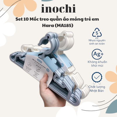 Set 10 chiếc móc áo mỏng trẻ em Hara 185 hàng cao cấp - giao màu ngẫu nhiên
