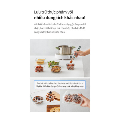 Hộp bảo quản thủy tinh LocknLock BLANC - Hộp chữ nhật