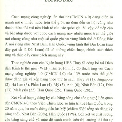 Chiến Lược Thúc Đẩy Cách Mạng Công Nghiệp 4.0 Ở Nhật Bản, Hàn Quốc, Đài Loan - Hàm Ý Chính Sách Cho Việt Nam (Sách chuyên khảo)