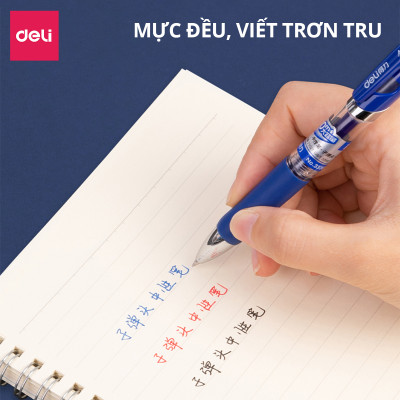 Bút Gel Bấm Bút Bi Nước Deli Phù Hợp Viết Sổ Calligraphy Ngòi 0.5mm Mực Nhanh Khô Dành Cho Văn Phòng Học Sinh Nhiều Màu 33388S