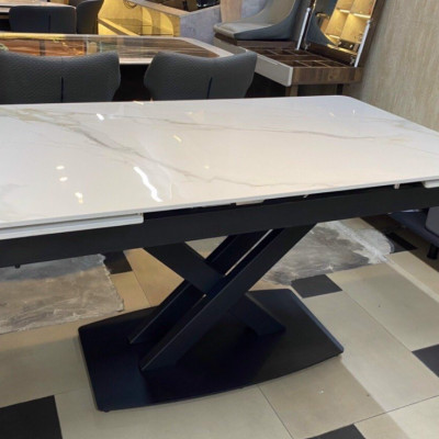 Bàn ăn thông minh kéo dài mặt đá ceramic Juno Sofa chân sắt kích thước 1m4/1m8 x 80 x 75cm
