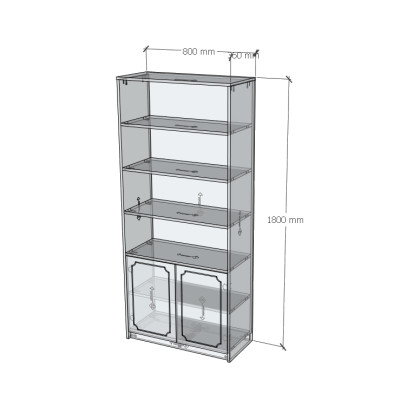 [Happy Home Furniture] NERIS, Kệ lưu trữ 6 tầng 2 cửa mở, 80cm x 36cm x 180cm ( DxRxC), TCM_148