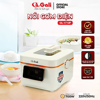 Nồi cơm điện Gali GL-1712P Dung tích 1.2L. Thiết kế đa chức năng nấu, nhỏ gọn, nắp có thể tháo rời. Lòng nồi siêu dày, giữ nhiệt tốt. Hàng chính hãng bảo hành 24 tháng
