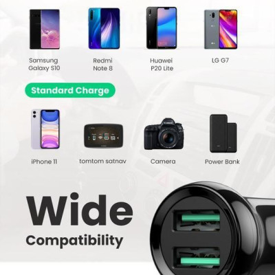Ugreen UG70192ED037TK 24W 2 cổng usb type A hỗ trợ QC 3.0 sạc nhanh trên xe hơi - HÀNG CHÍNH HÃNG