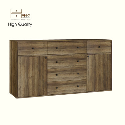 HAPPY FURNITURE , ZACY - Tủ lưu trữ 6 ngăn kéo 2 cửa mở, THK_219 , 160cm x 40cm x 82cm DxRxC, Sản phẩm phổ thông