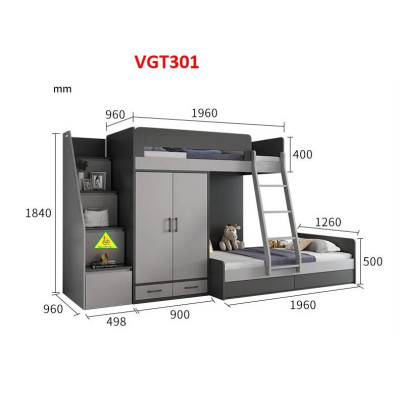 Giường tầng hiện đại tích hợp tủ áo VGT301 - Nội thất lắp ráp Viendong Adv