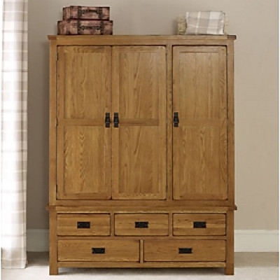 Tủ áo gỗ sồi 3 cánh 5 ngăn kéo Juno Sofa KT 160 x 60 x 200cm