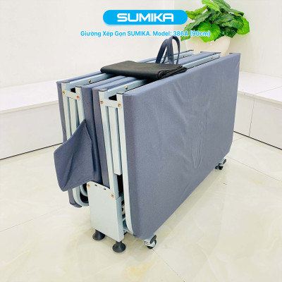 Giường xếp gấp gọn di động SUMIKA 386A, chiều rộng 90cm, khung thép, có bánh xe di chuyển