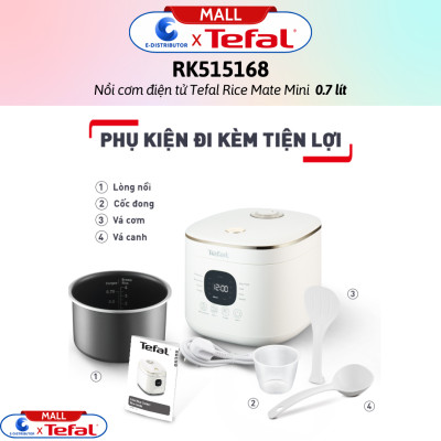 Nồi cơm điện tử Tefal Rice Mate Mini 0.7 lít RK515168 - Hàng Chính Hãng - Bảo Hành 12 Tháng - Dung tích: 0.7 lít Công suất:	350W