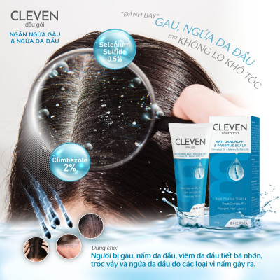 DẦU GỘI CLEVEN NGĂN NGỪA GÀU & NGỨA DA ĐẦU (Chai 50g) – LÀM SẠCH GÀU, GIẢM NGỨA DA ĐẦU VÀ NGĂN NGỪA GÀU TÁI PHÁT