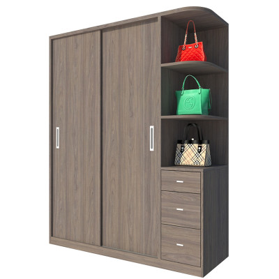 Tủ quần áo gỗ MDF Tundo cửa lùa màu óc chó 160 x 55 x 200cm