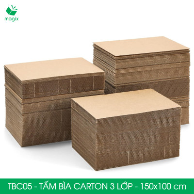 TBC05 - 150x100 cm - 5 tấm bìa carton 3 lớp nguyên tấm cứng cáp, bìa gói hàng, bìa mô hình