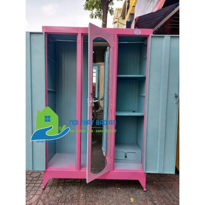 Tủ sắt quần áo kích thước 1m2 x1m8 màu hồng Nội Thất Bảo An