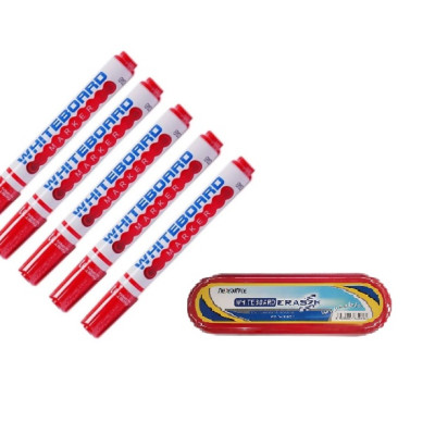 Combo 05 Cây Bút Lông Bảng FO-WB015 Và 01 Cái Lau Bảng FO-WBE01 (Màu Đỏ)