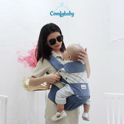 Địu ngồi trẻ em cao cấp siêu mềm - siêu thoáng 4 tư thế Comfybaby CF119HC003 cho bé từ sơ sinh tới 36 tháng có mũ đỡ đầu