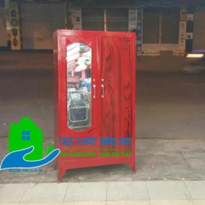 Tủ sắt quần áo ngang 0.9m cao 1m8 (Xanh trắng) 02