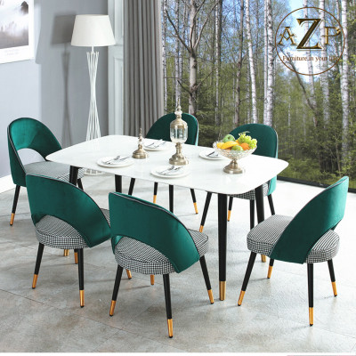 Bàn Ghế Ăn Phong Cách Đương Đại Châu Âu - Xu Hướng Hiện Nay Cho Không Gian Hiện Đại - Chân Thép Mặt Đá - Hàng Nhập Khẩu AZP
