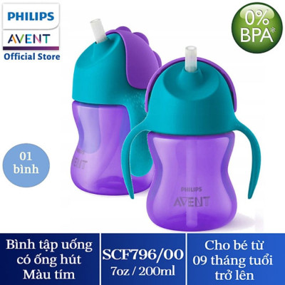 Bình tập uống bằng nhựa có ống hút Philips Avent SCF796/00(200ml/7oz) cho bé từ 9 tháng tuổi