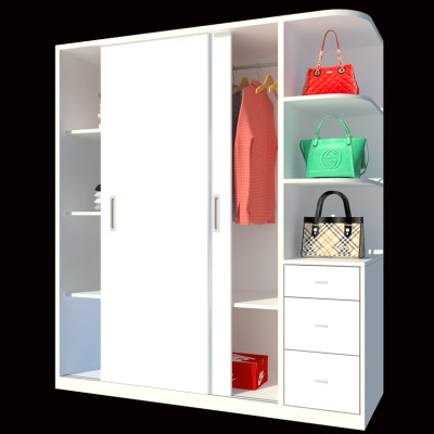 [Miễn phí vận chuyển & lắp đặt tại TP.HCM] Tủ quần áo gỗ cao cấp phong cách Bắc Âu thiết kế 2 cánh cừa lùa thông minh tích hợp nhiều hộc kệ Ohaha - CL003 - Màu C/Màu Trắng