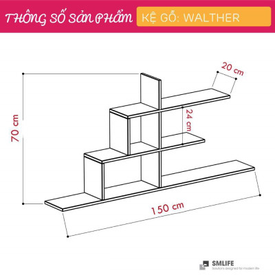 Kệ gỗ trưng bày kiểu dáng nhỏ gọn SMLIFE Walther