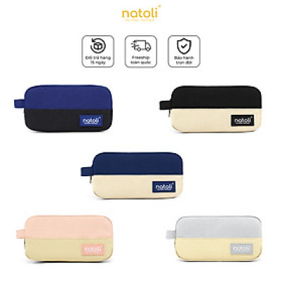 Bóp viết nhiều ngăn NATOLI, hộp bút cute chống nước đựng bút đa năng BST Simple Duo Pen Case T23