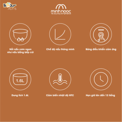 CHÍNH HÃNG BEAR VIỆT NAM  Nồi Cơm Điện Thông Minh BEAR SB-NC16L Dung Tích 1.6 Lít Công Suất 400 W