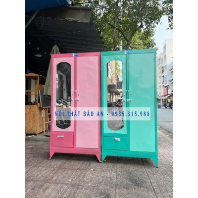 Tủ quần áo sắt 1m8 màu hồng- T8