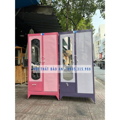 Tủ sắt quần áo 2 cửa 1m6x 0.9m - MÀU XÁM