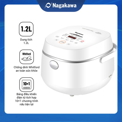 Nồi Cơm Điện Tử Cảm Ứng Nagakawa NAG0136 - Giảm tinh bột - Lòng niêu chống dính - 11 chức năng (1.2L - 500W) - Hàng Chính Hãng